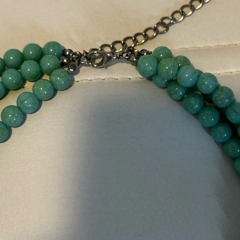 Charming Charlie Turquoise Beaded statement Necklace - Picture 3 of 3